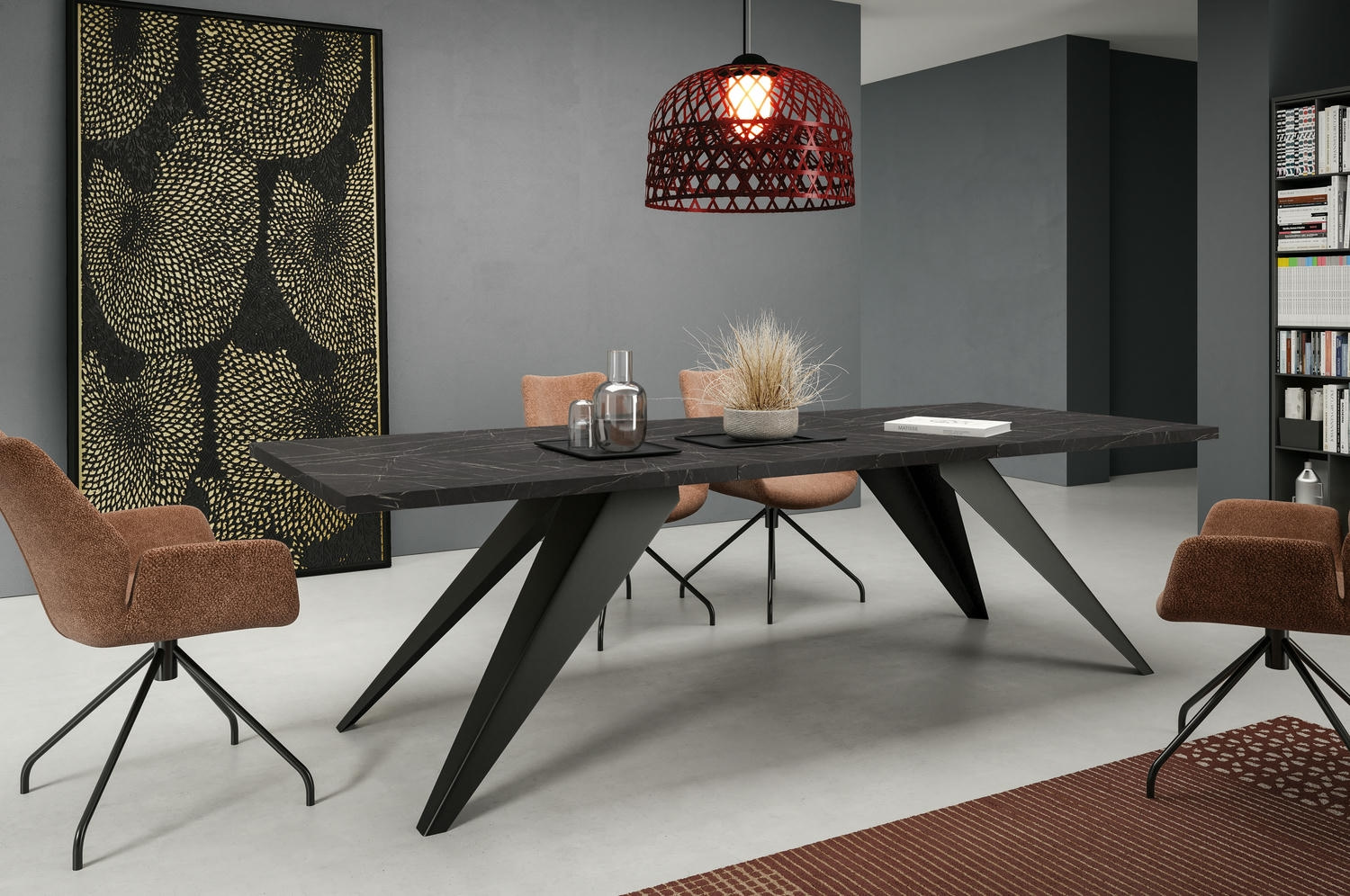 Loftowy stół rozkładany black pietra