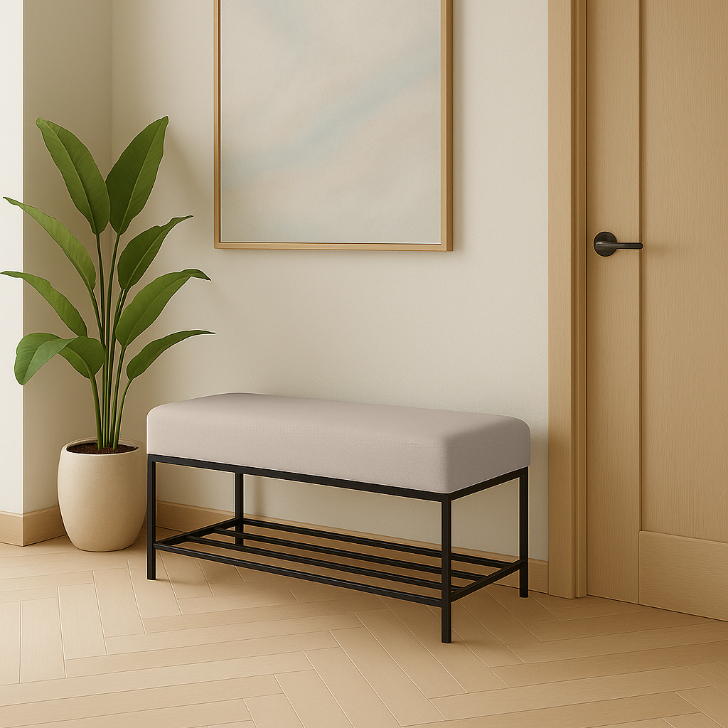 Loftowa ławka z półka bezowa