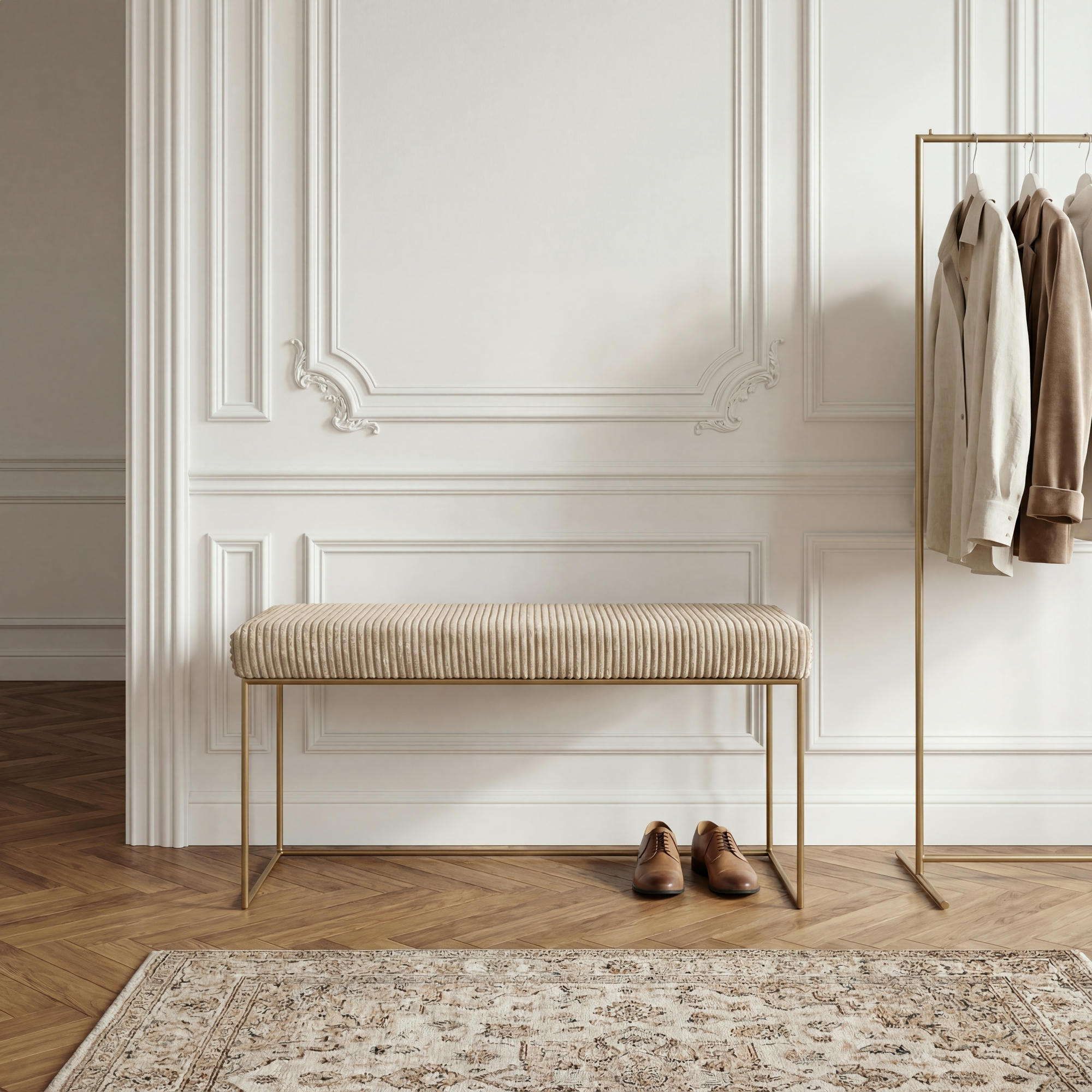 Pufa tapicerowana złota