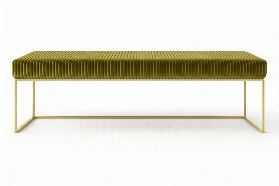 Pufa ławka tapicerowana oliwkowa