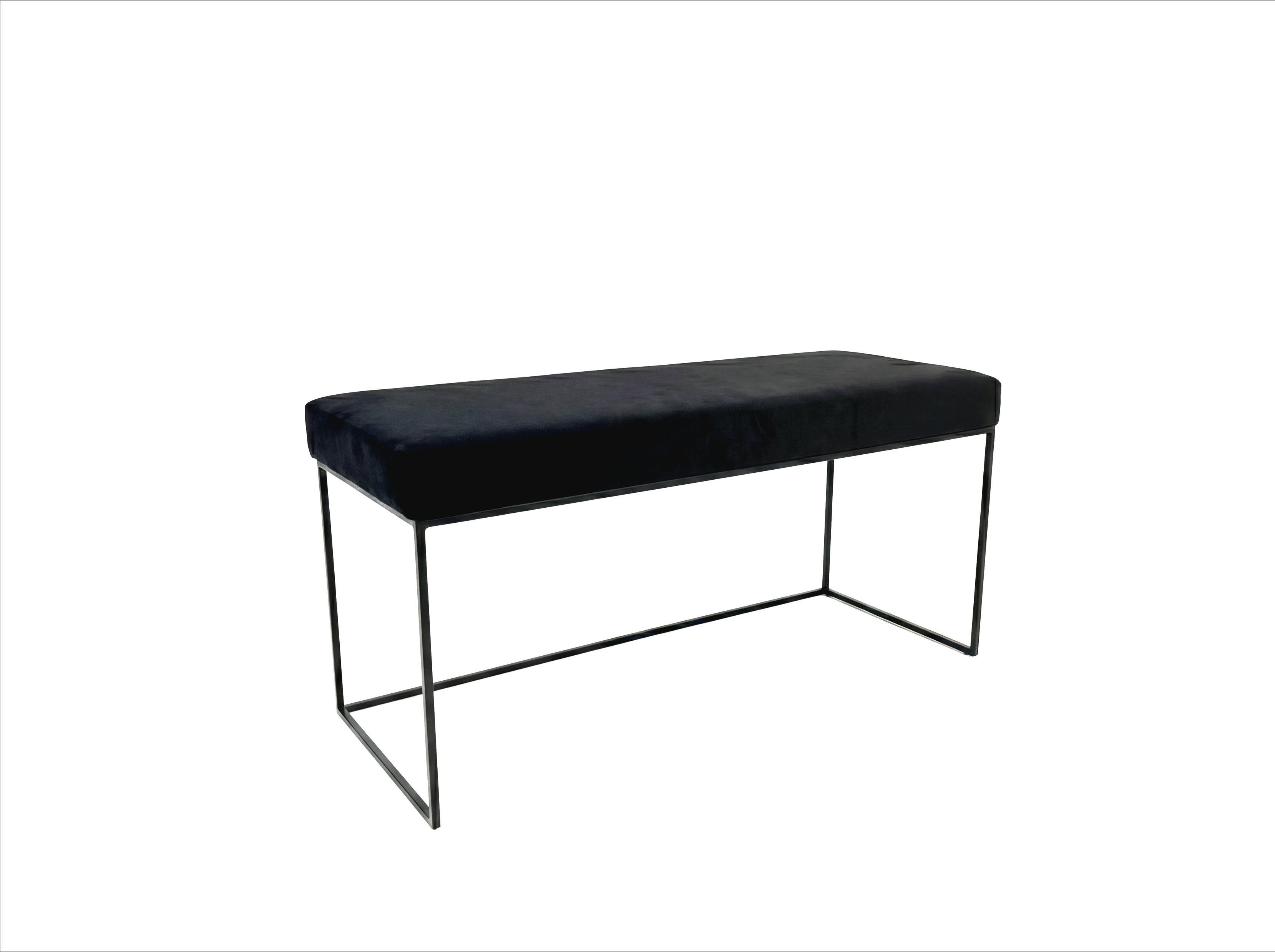 Pufa ławka tapicerowana czarna obrys